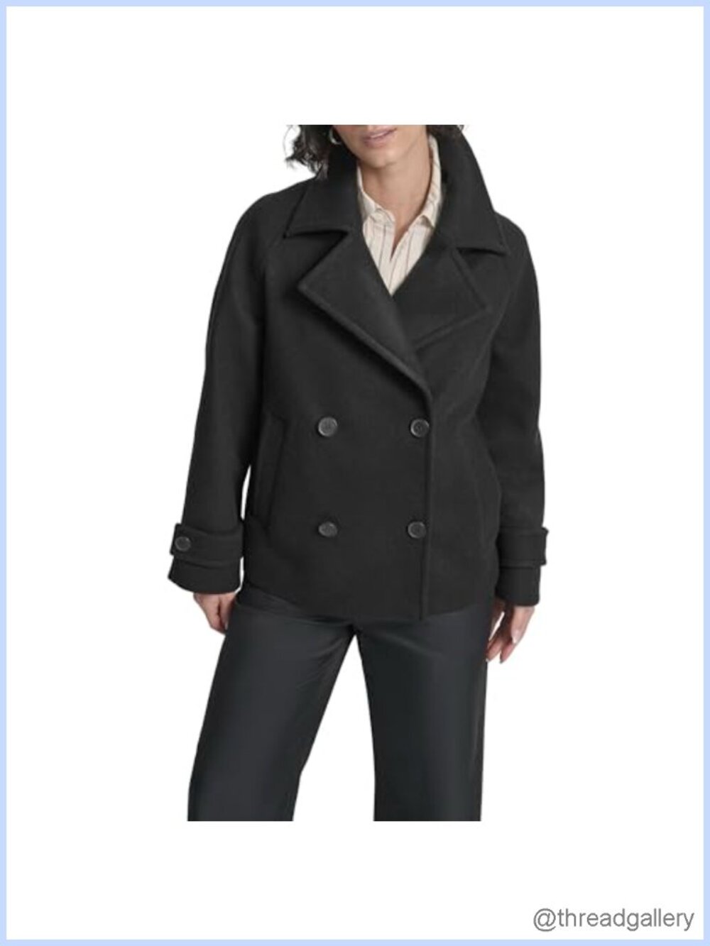 Faux Wool Double-Breasted Short Coat Tailored Winter Jacket